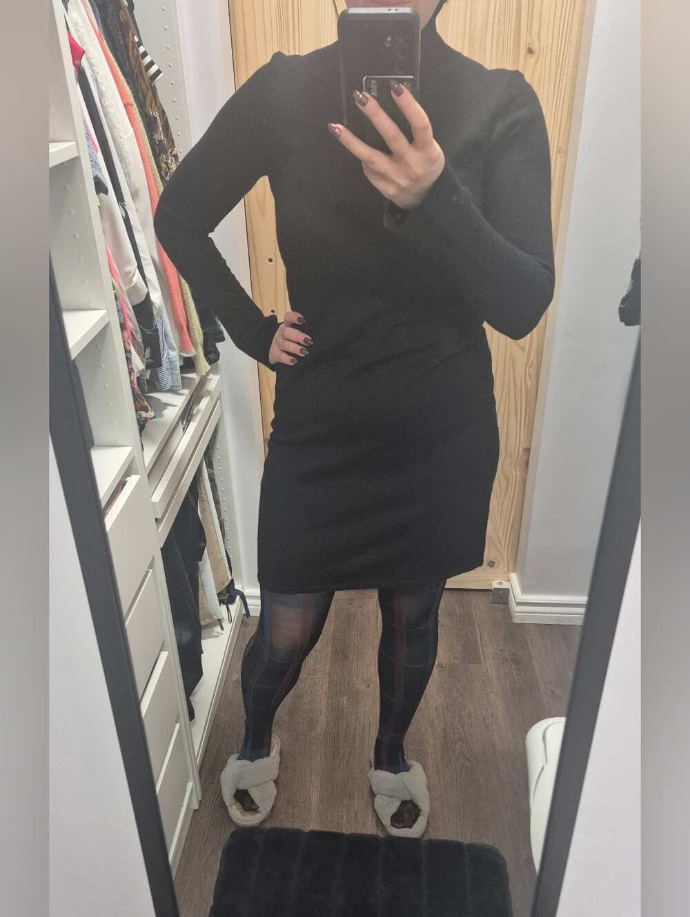 Jacob Classic Black Wool Blend Turtleneck Dress